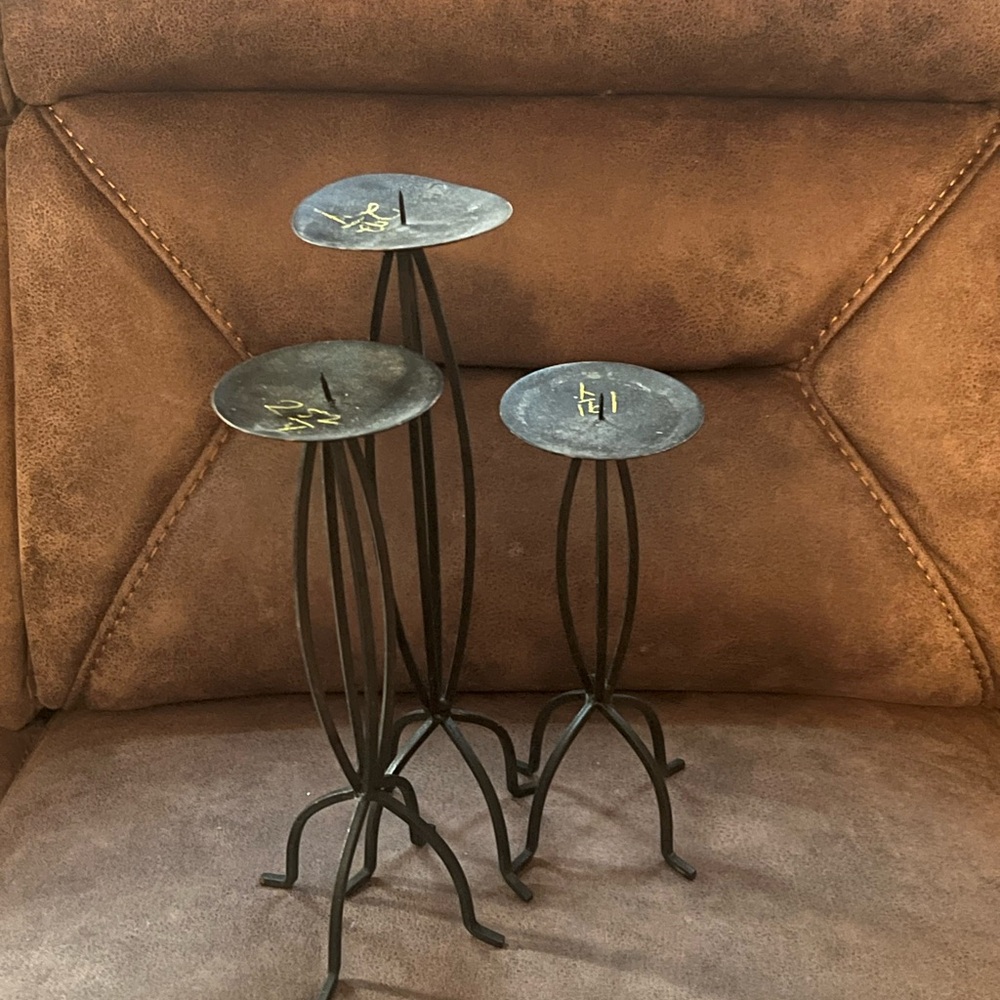 Source Unknown Black Metal Candle Holders